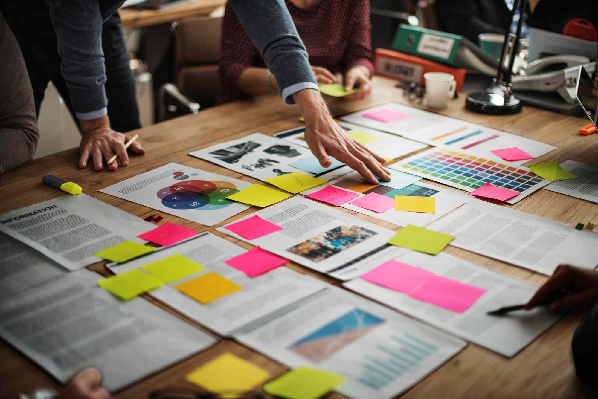 Business people brainstorming on a table