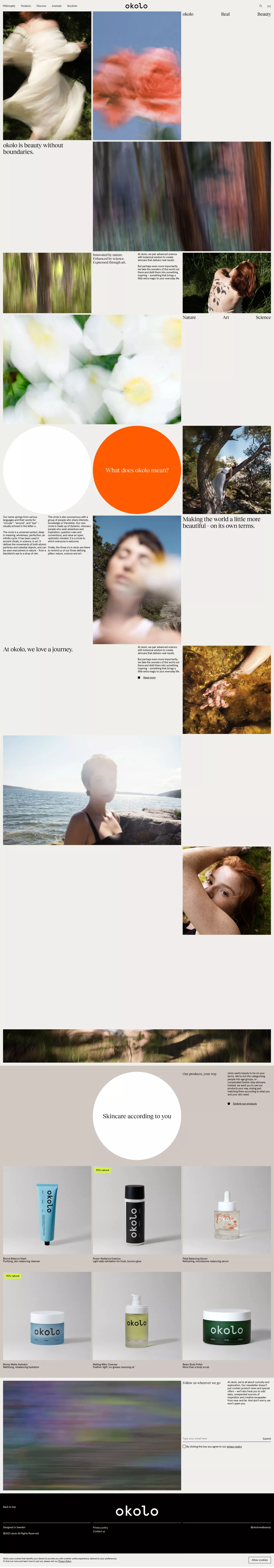 Okolo portfolio page screenshot showcasing Beauty and Ecommerce design