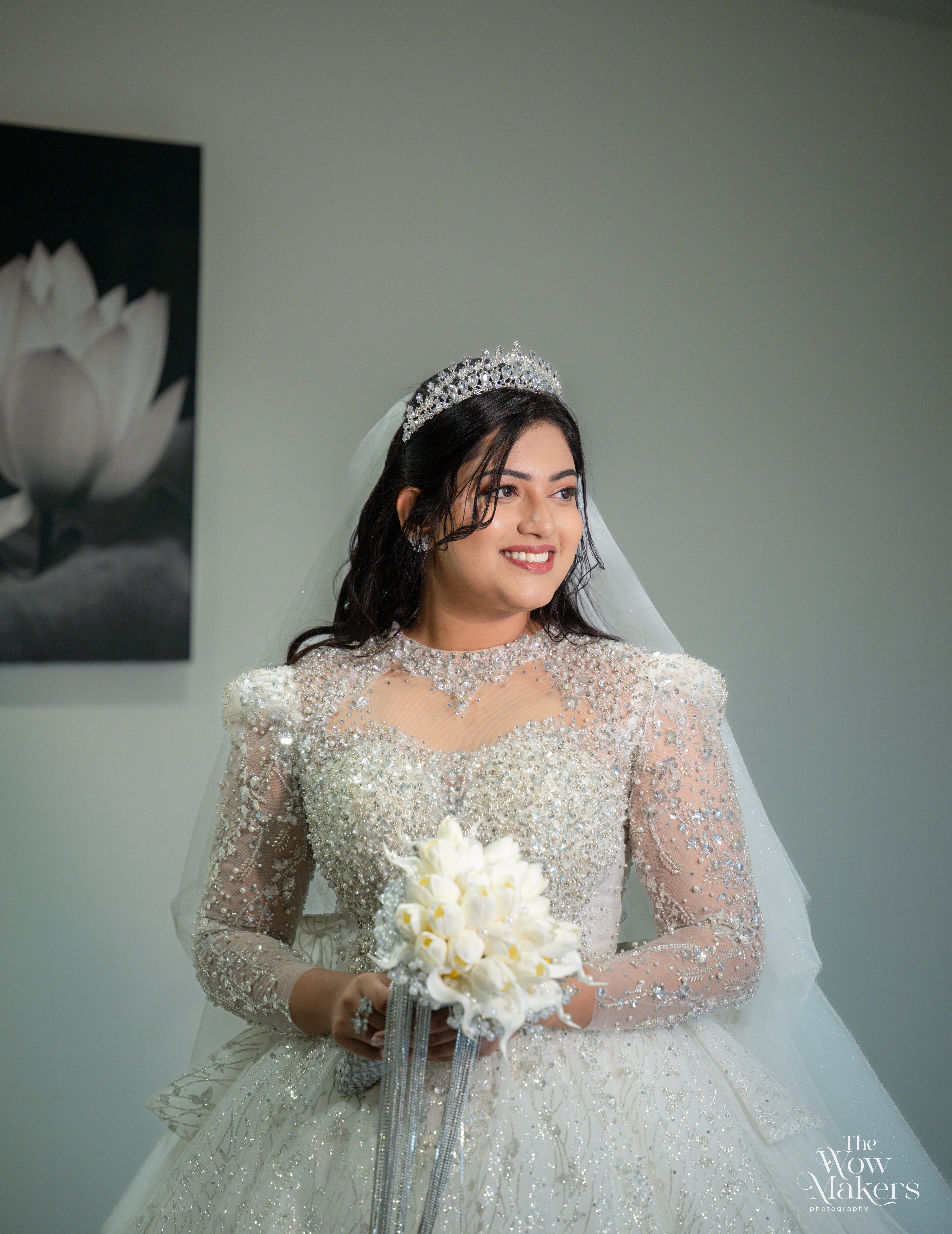 Christian wedding ceremony with bride in white gown and veil, photographed by Wow Makers wedding photography in Hyderabad, India.