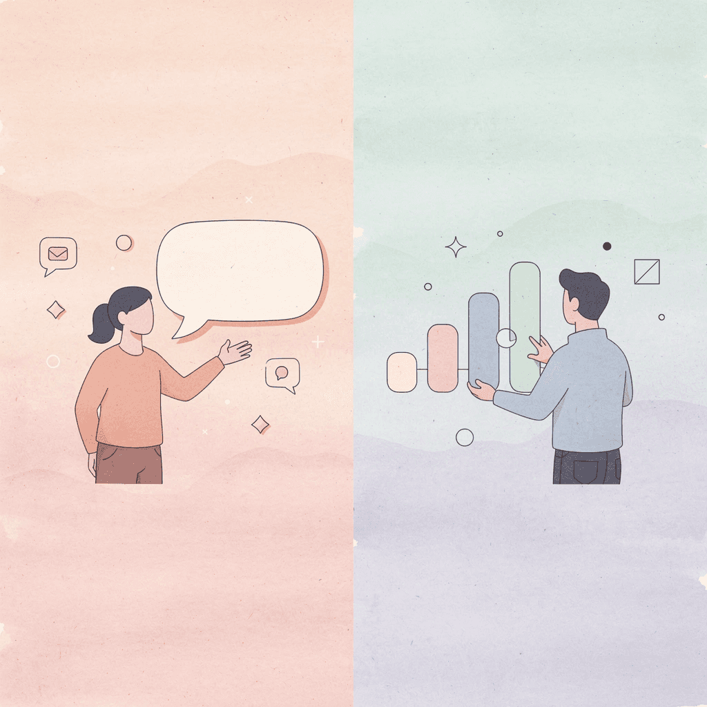 Split scene showing contrast between community-driven learning and restrictive monetized platform