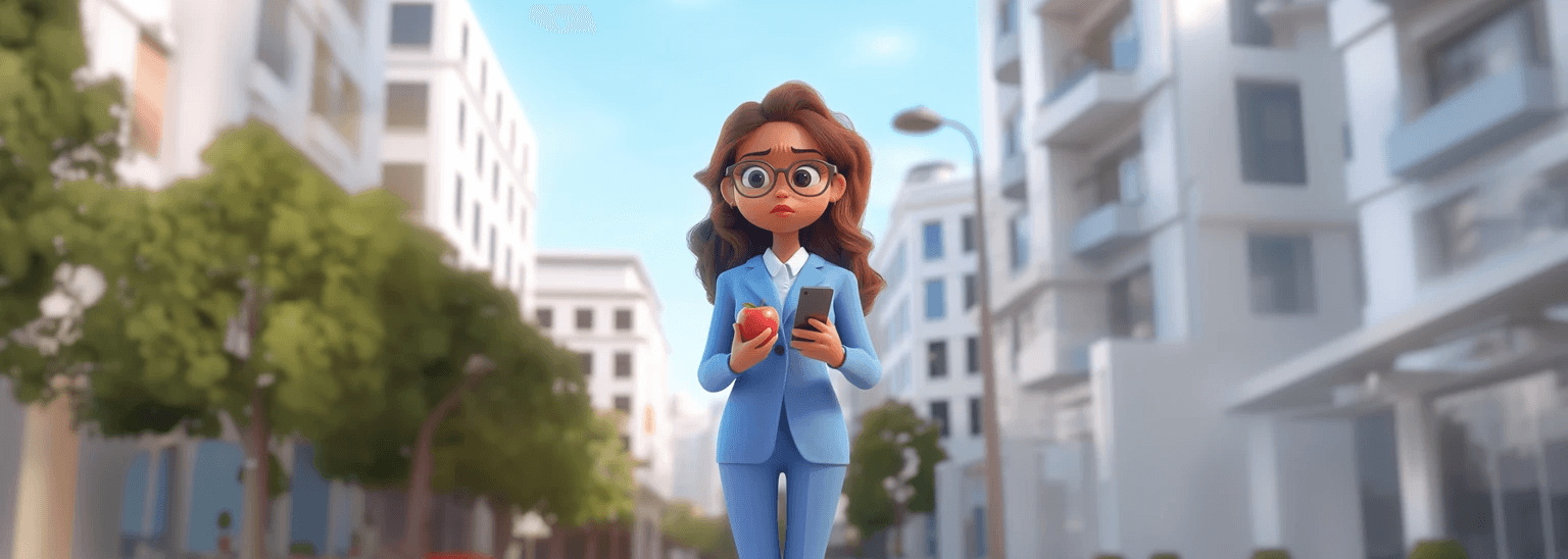 A worried nutritionist in an urban setting, focused on ensuring accurate personalized nutrition guidance and healthy eating plans for clients
