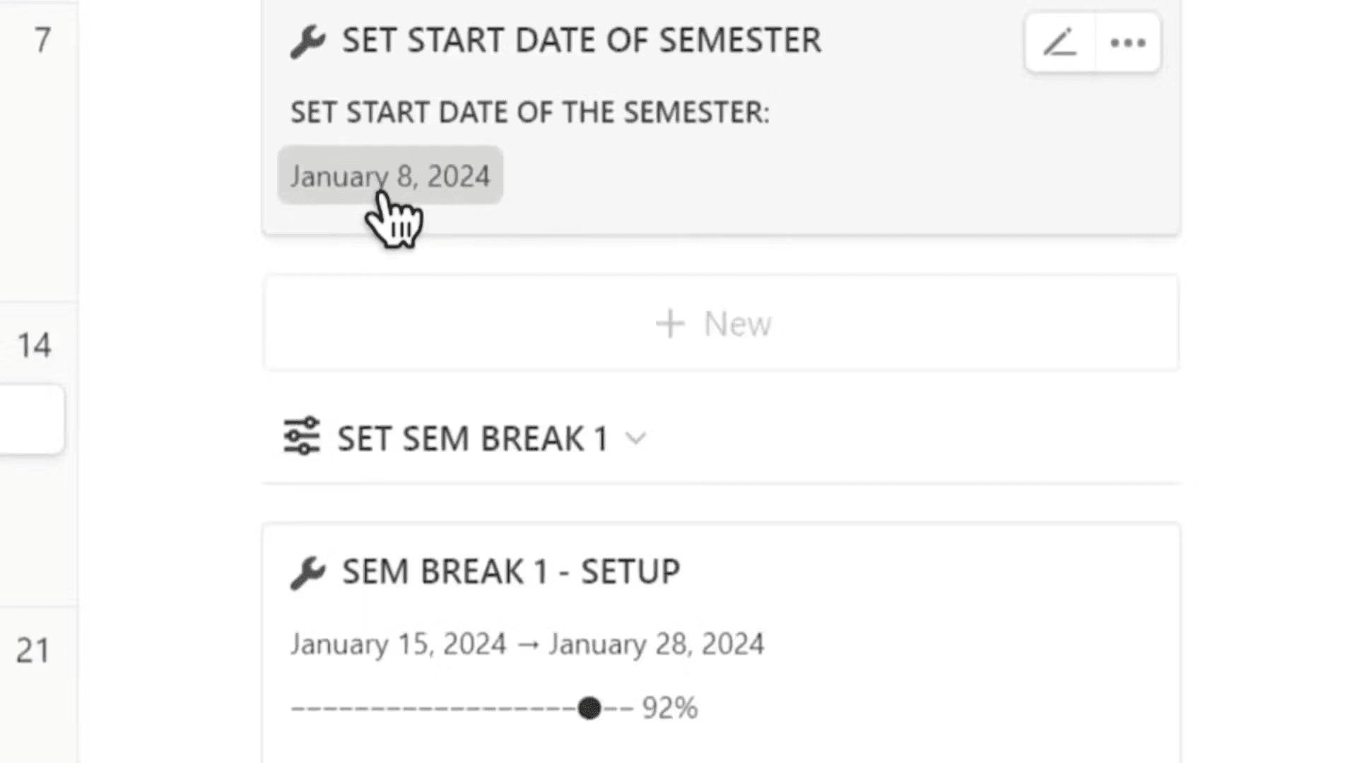 Image of Semester Settings