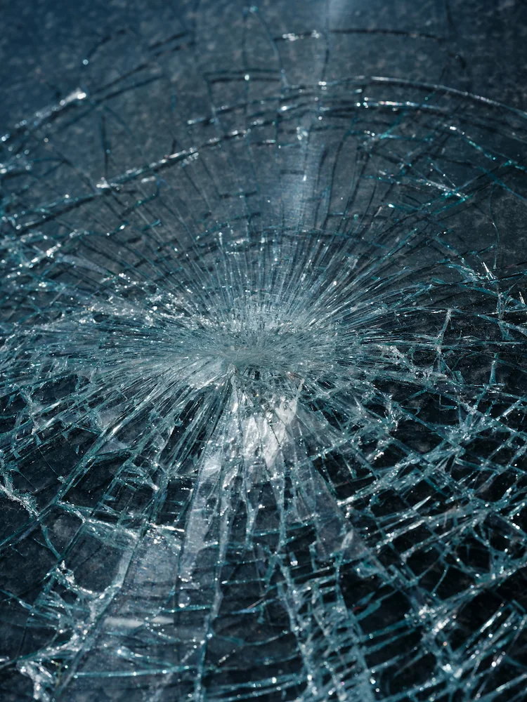 A broken glass symbolizing truck accident.