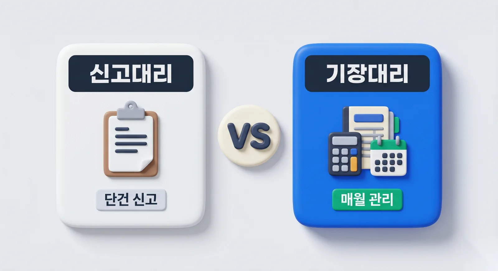 신고대리 단건 신고와 기장대리 매월 관리 서비스 구조 차이 비교
