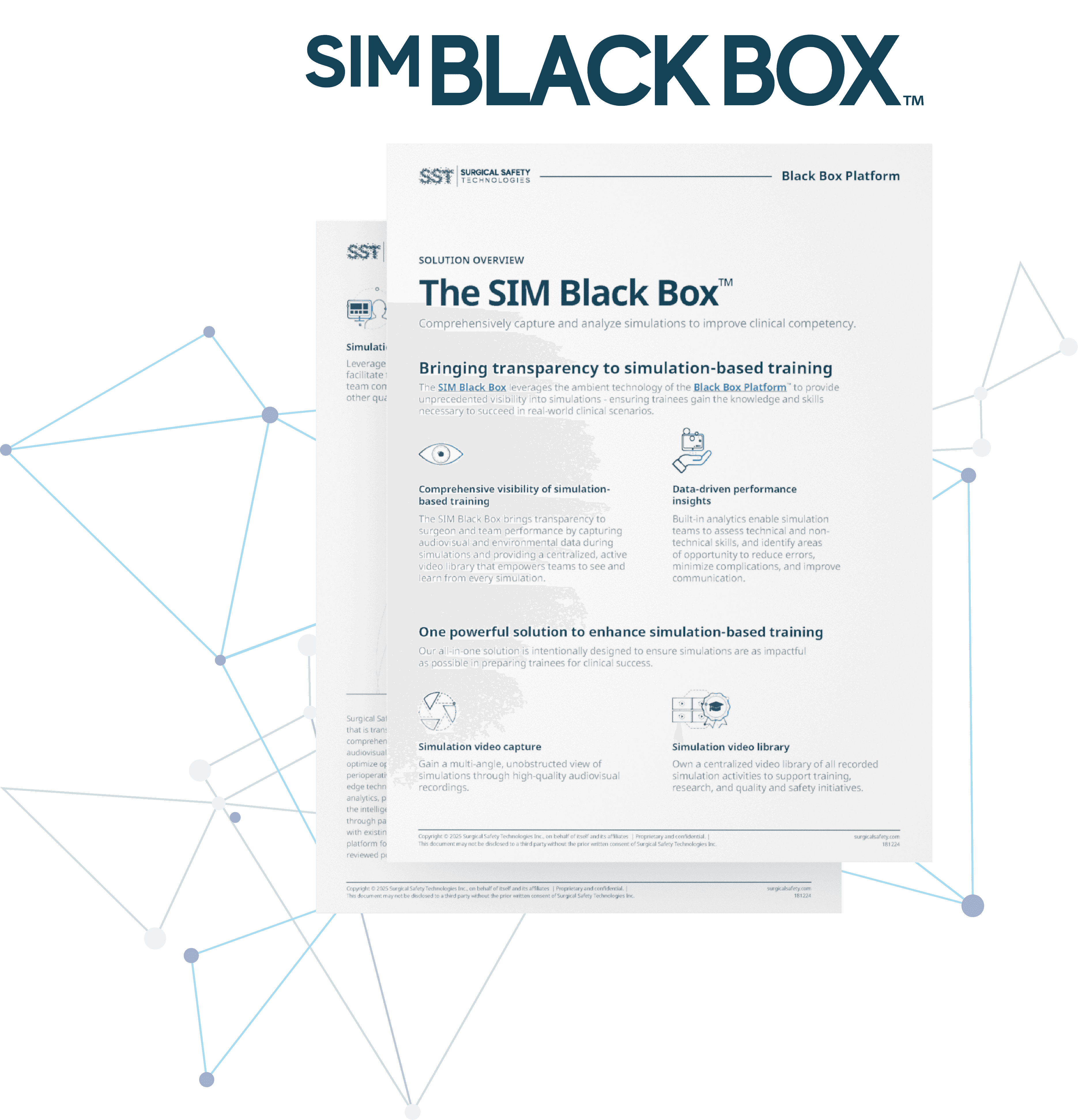 Three sheets of paper overlapping with guide information