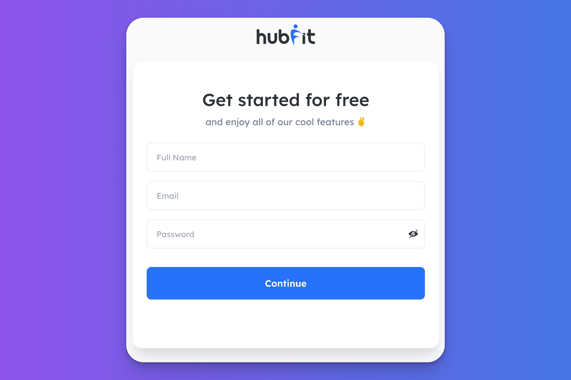 Hubfit signuop