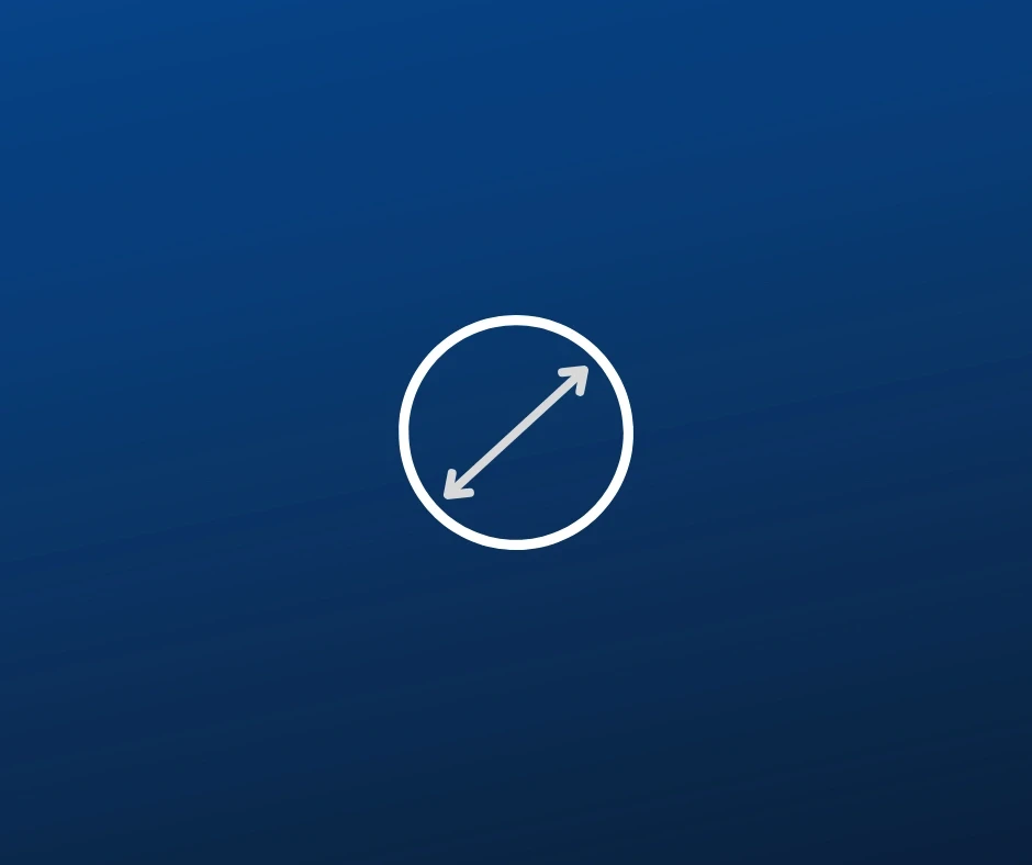 Weißer Doppelpfeil in einem Kreis. Repräsentiert das Strecken oder Ändern der Größe eines Objekts, oft eines visuellen Elements.