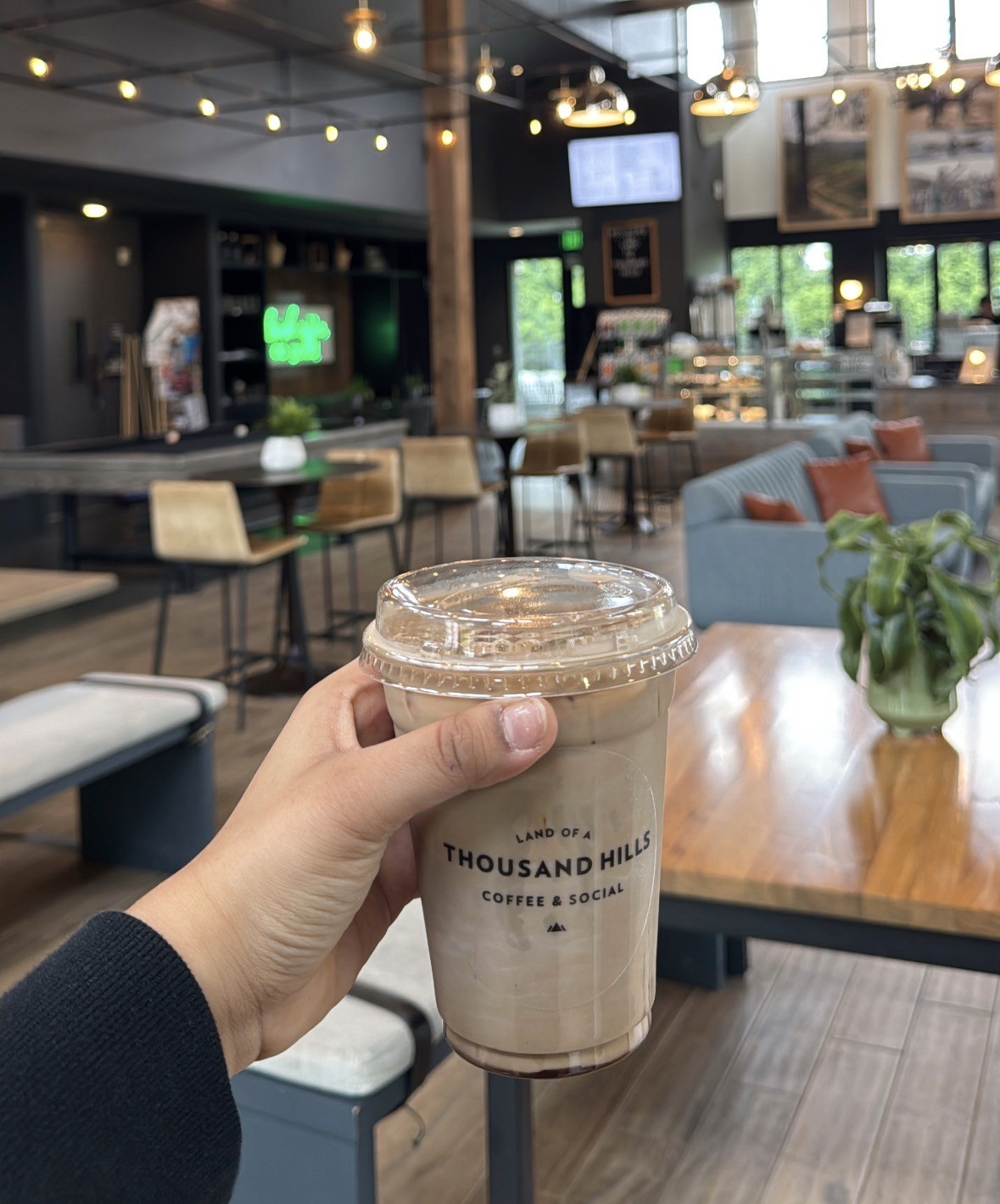 Modern buildings with geometric patterns against dark sky