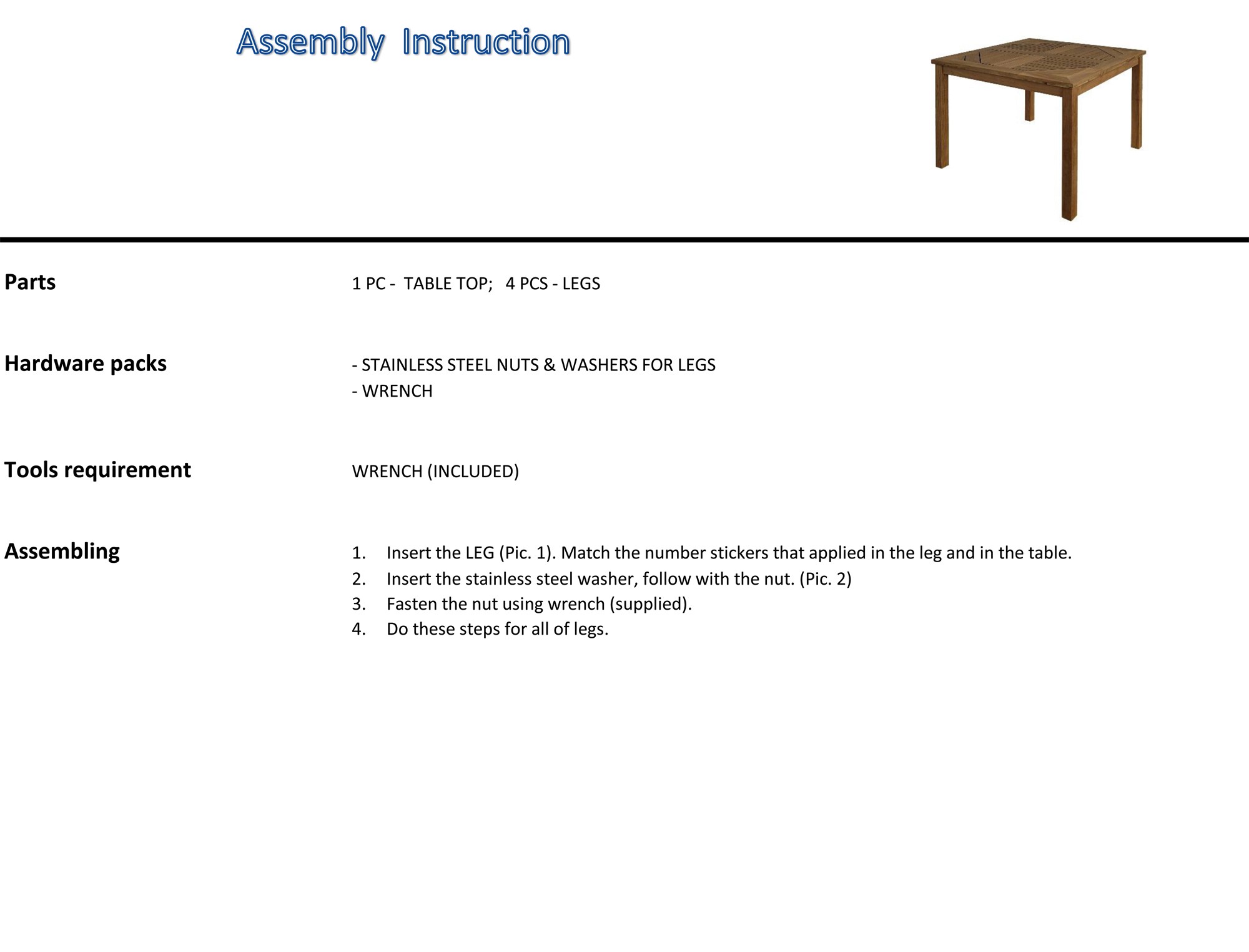 assembly instruction