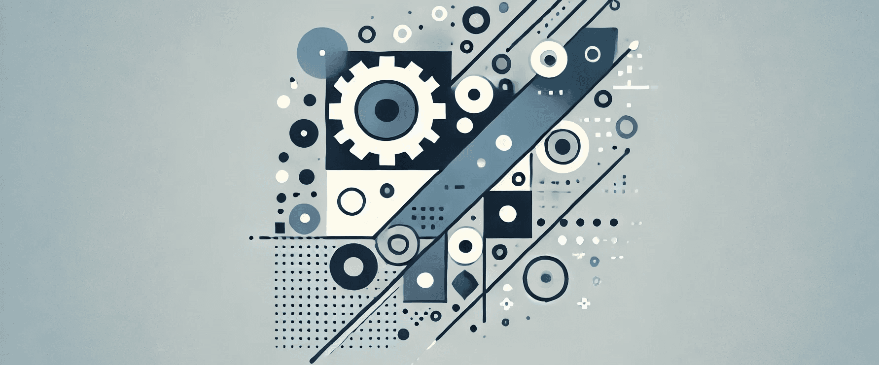 Abstract logo-style design representing engineering decision-making, featuring geometric shapes and smooth lines in shades of blue, grey, and white. The design subtly evokes innovation and problem-solving through minimalist symbols, such as gears and arrows, without any text.