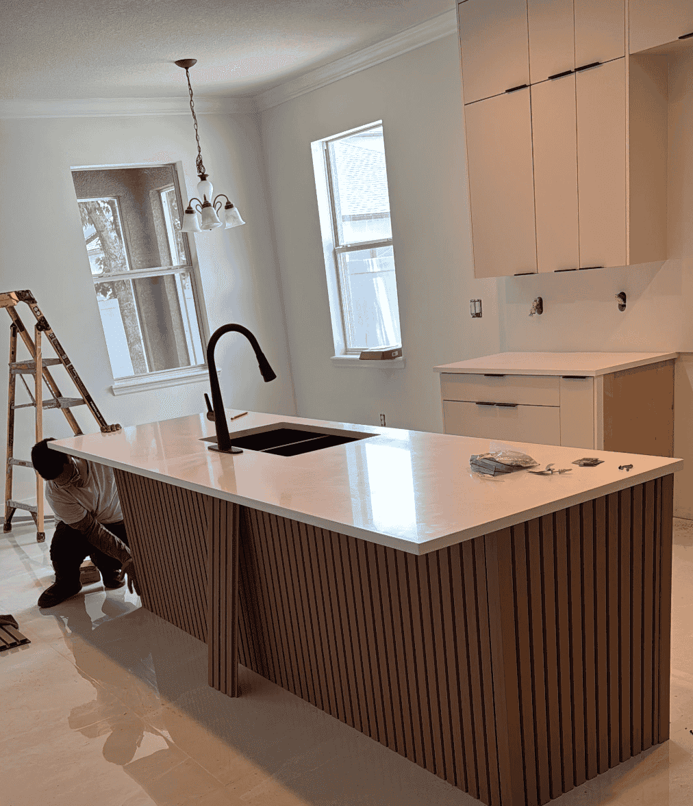 plasterboard-worker-installs-plasterboard-wall-kitchen-cabinets