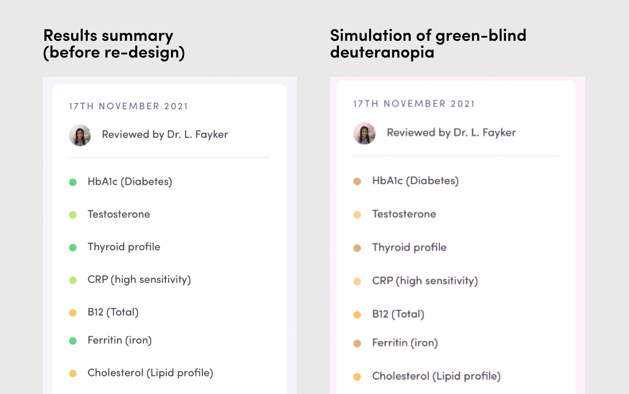 Colourblind simulation test screenshot