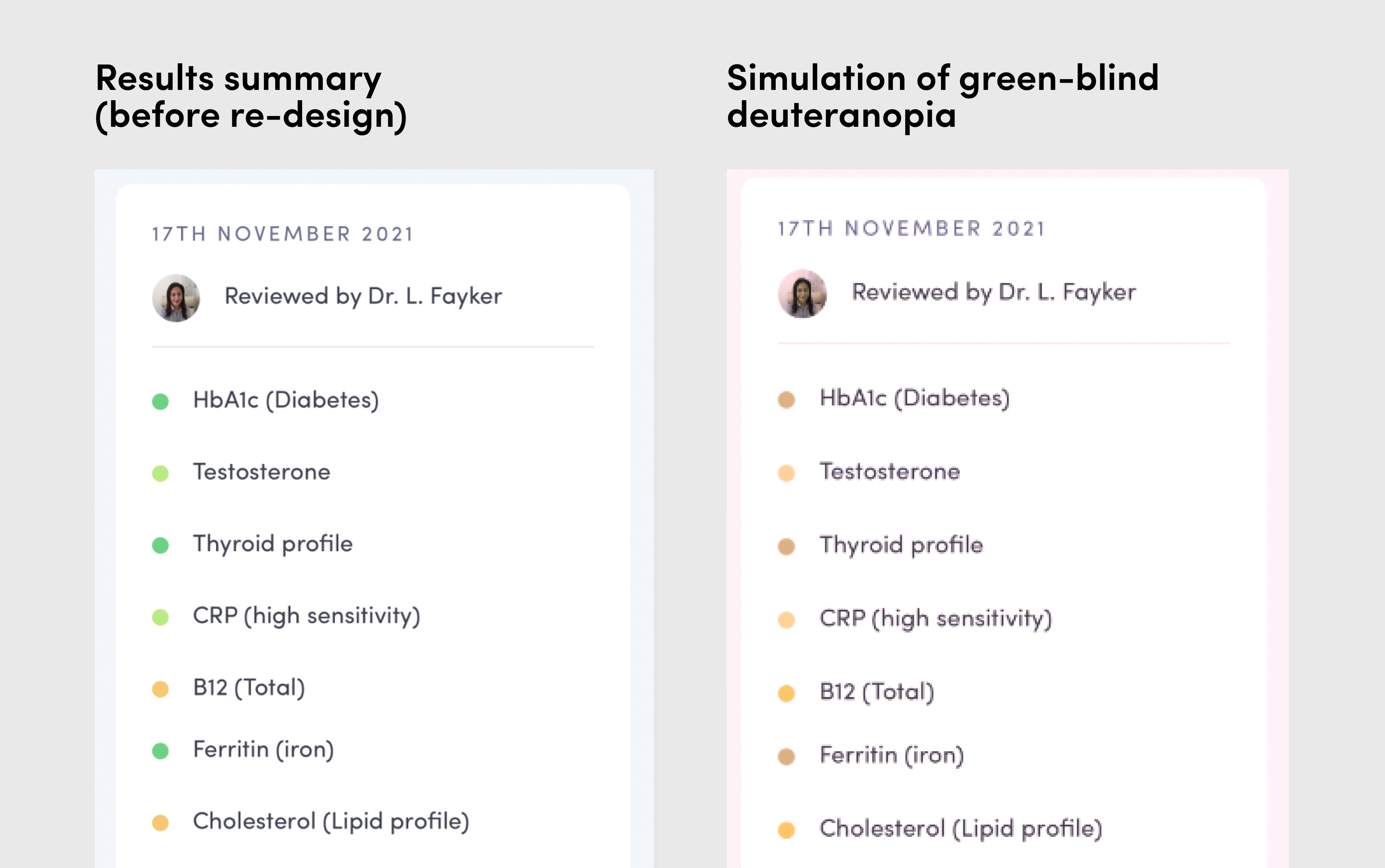 Colourblind simulation test screenshot
