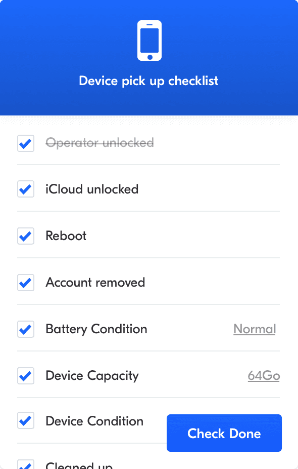 An entirely checked checklist of device checks done at Hellozack.