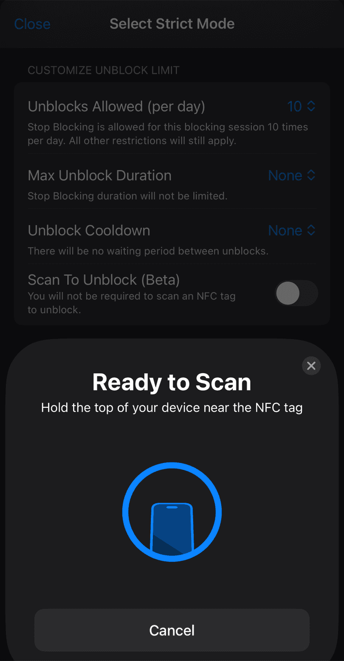 Scan NFC Tag To Unblock image 2