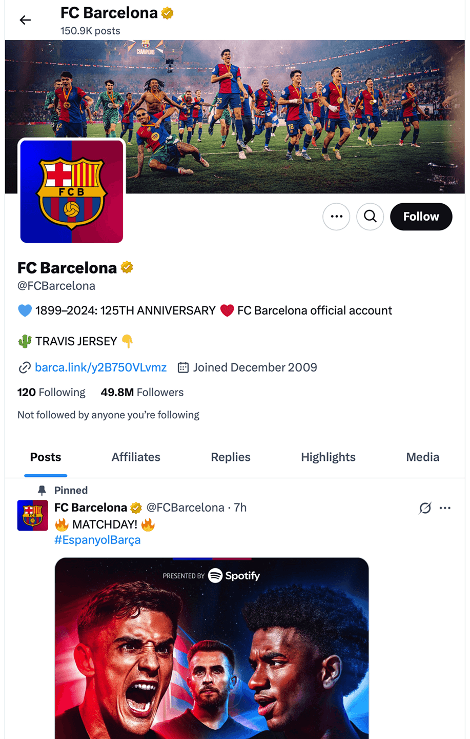 Player and team-focused social media integration displaying posts, highlights, and real-time engagement