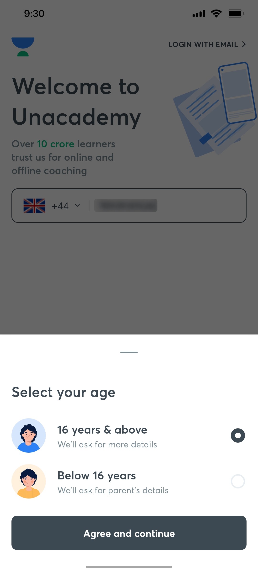 Unacademy Agree Continue Screen