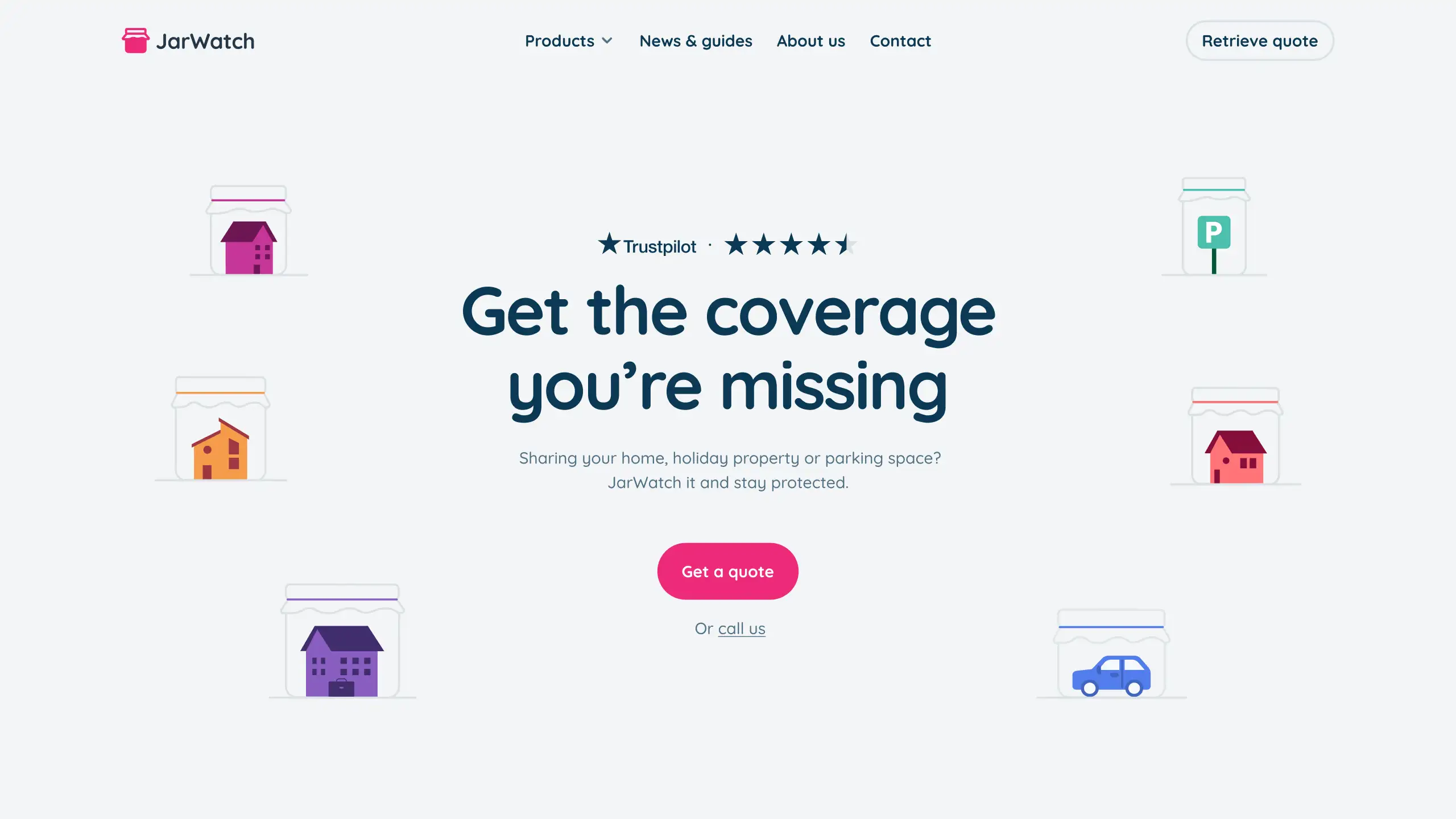 A landing page for an insurtech startup