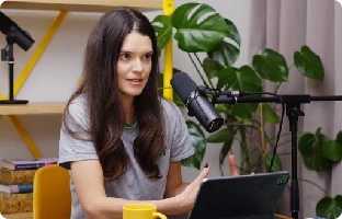 Sarah Ann Macklin talking on podcast