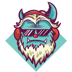 Winterfest logo illustration yeti blue and red