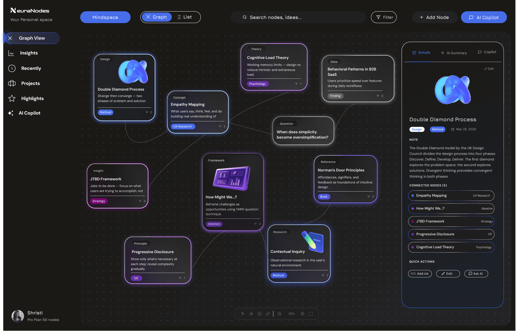 A visual AI workspace designed to simplify complex thinking. Instead of linear steps, this interface allows users to map ideas, connect logic, and build workflows spatially making abstract processes easier to understand and control