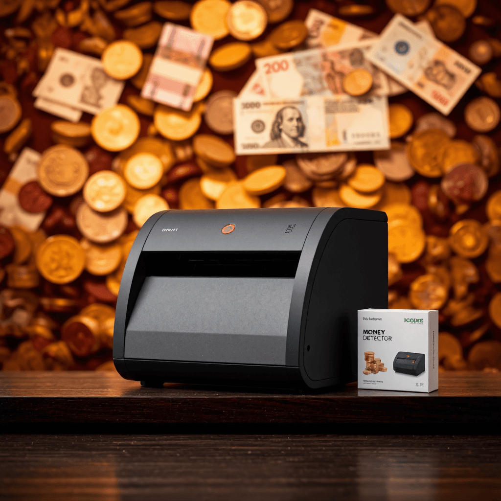 product photography of a money detector machine