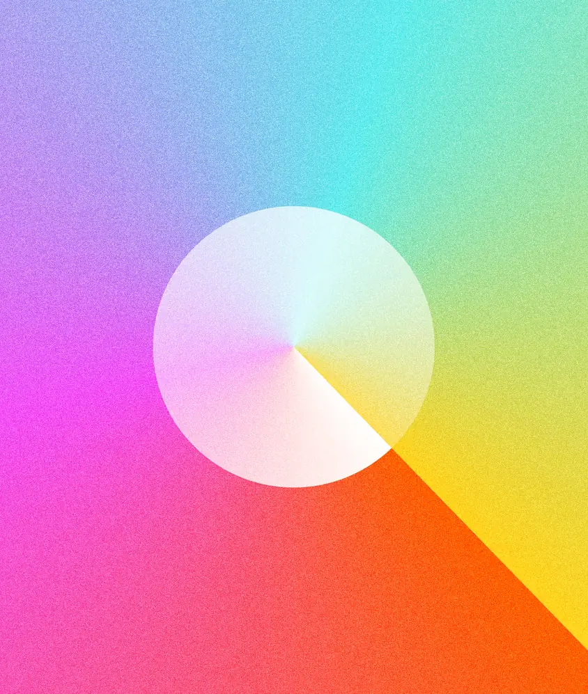 Bright gradient circle representing the branding and identity visuals of COLORS agency.