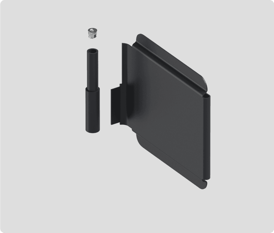 Exploded view of the clip for a portable action camera, revealing the individual components and assembly mechanism designed for easy attachment to a phone case.