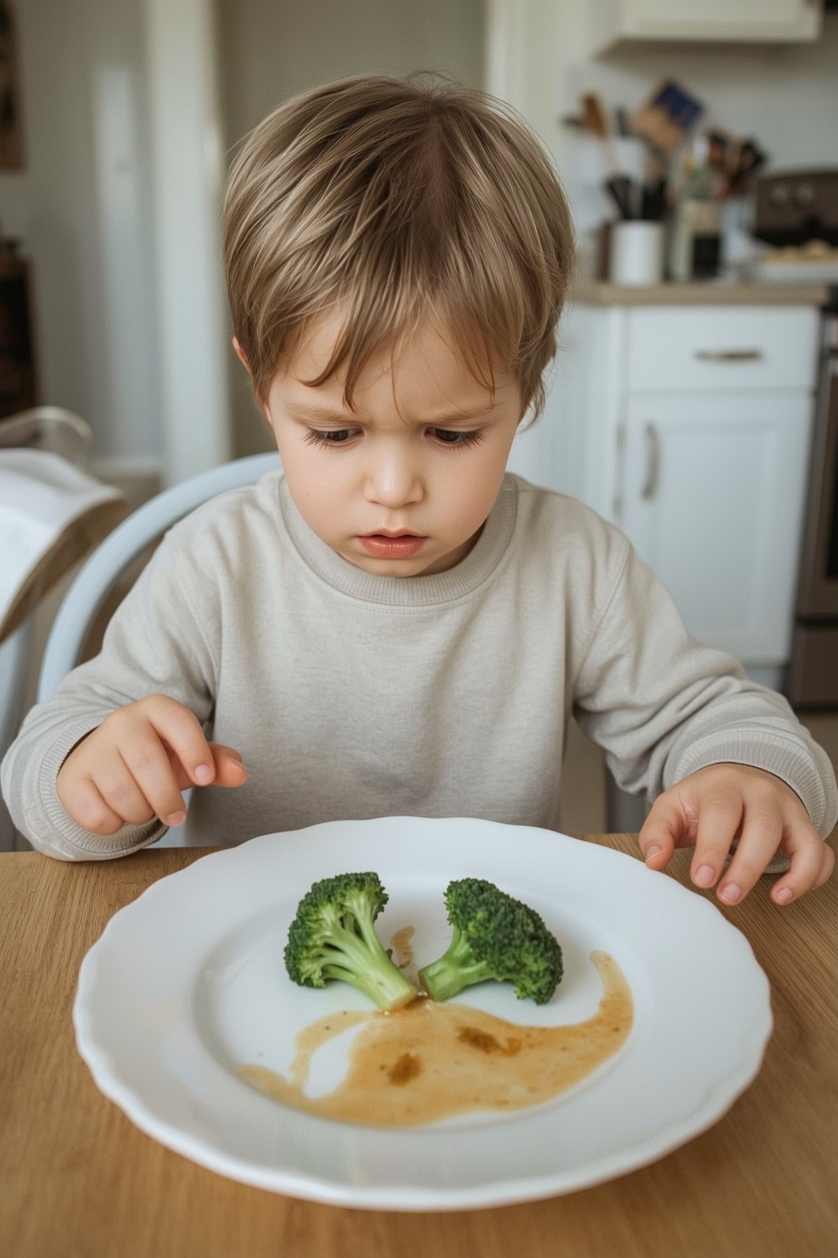 Kind will den Brokkoli nicht essen.