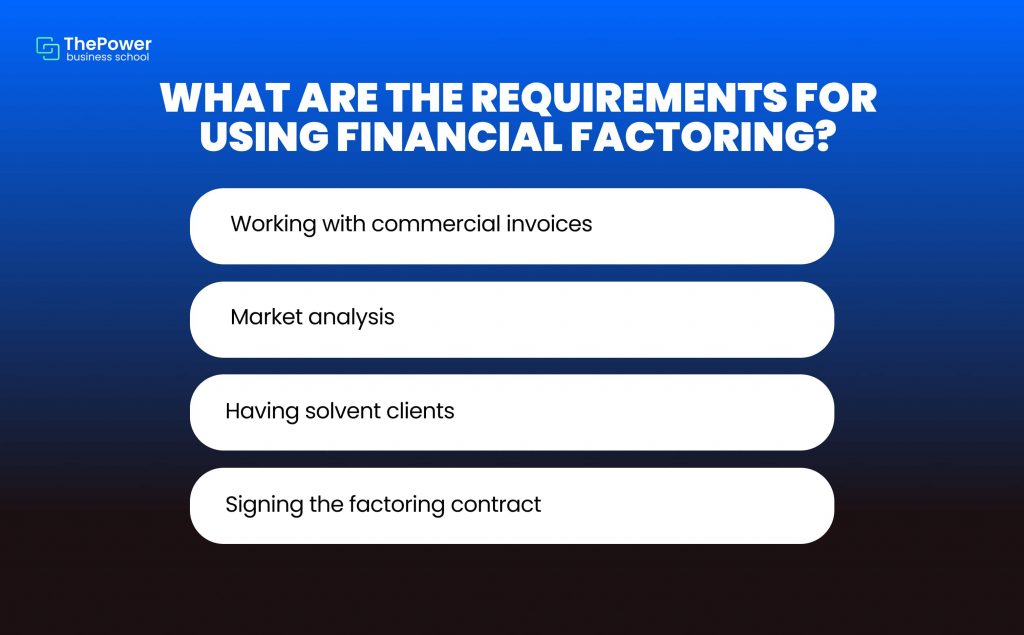 What are the requirements for using financial factoring?