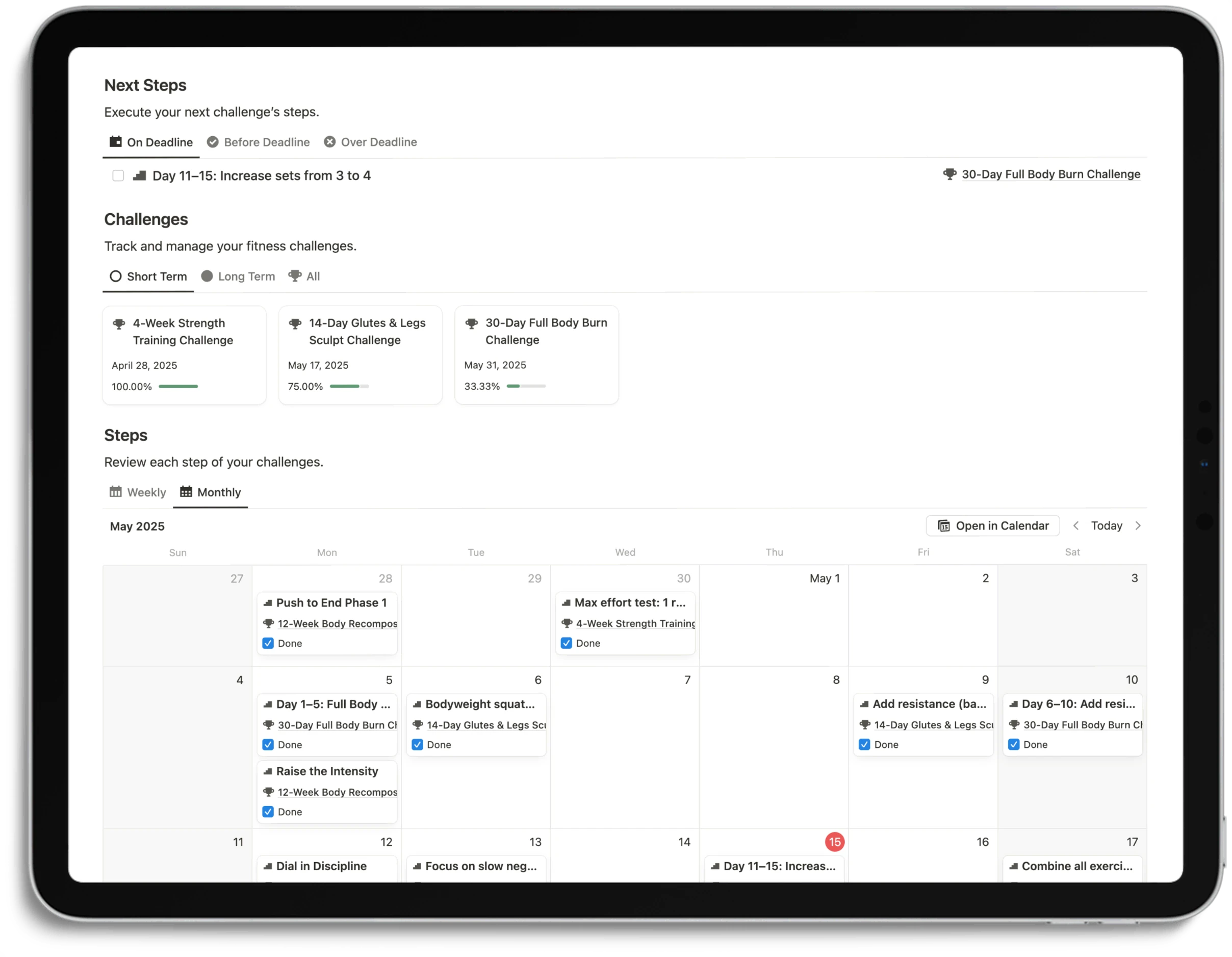Notion Workout Tracker - Feature Challenge