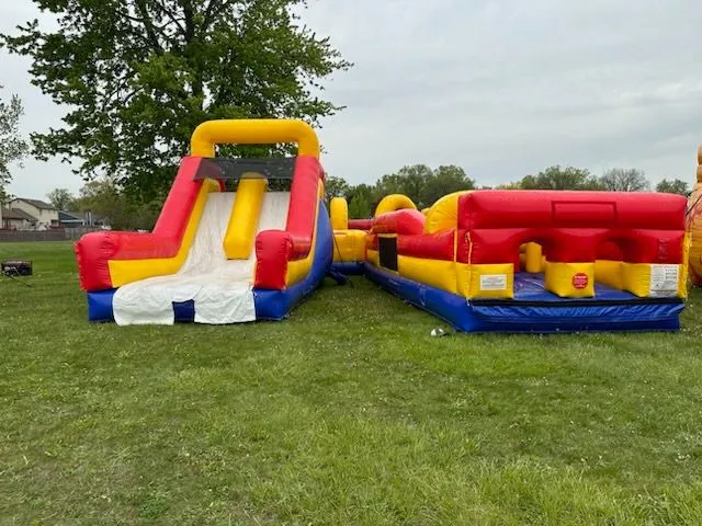 large inflatable obstacle course with 2 entrances for racing