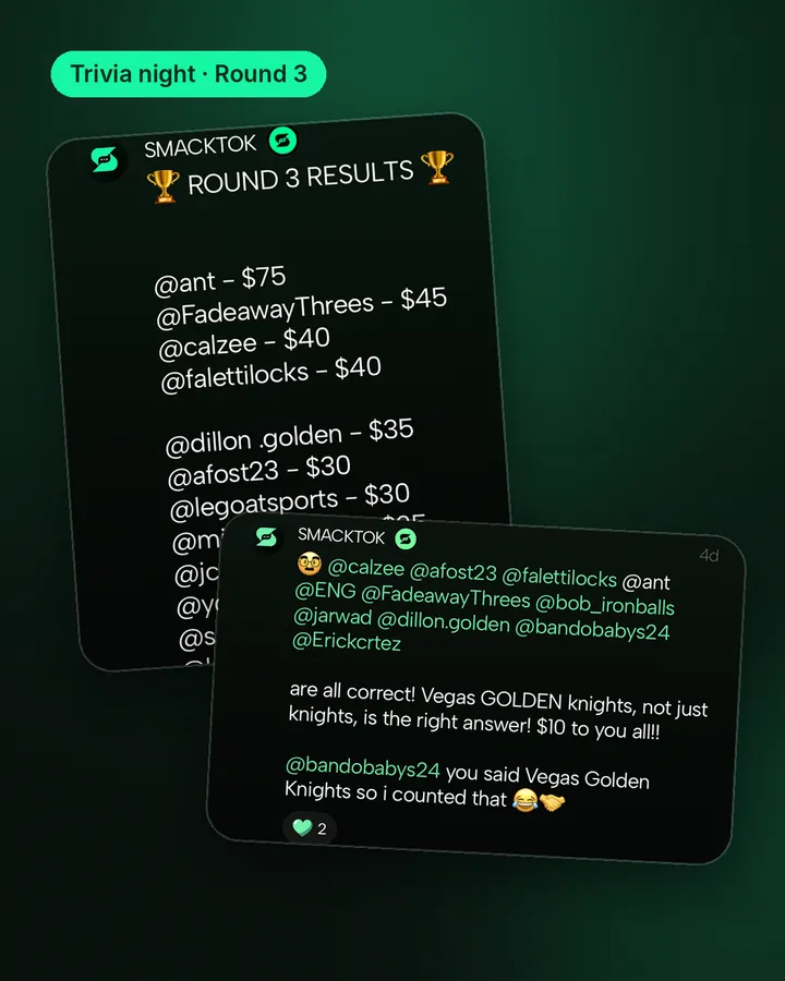 SmackTok trivia night results and correct answers