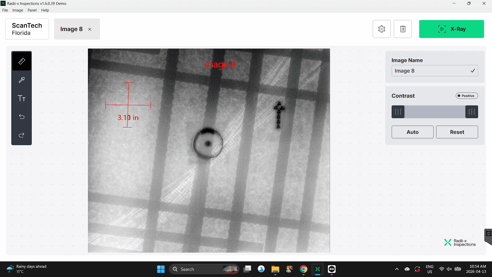 Digital X-Ray sofware to find safe location to core