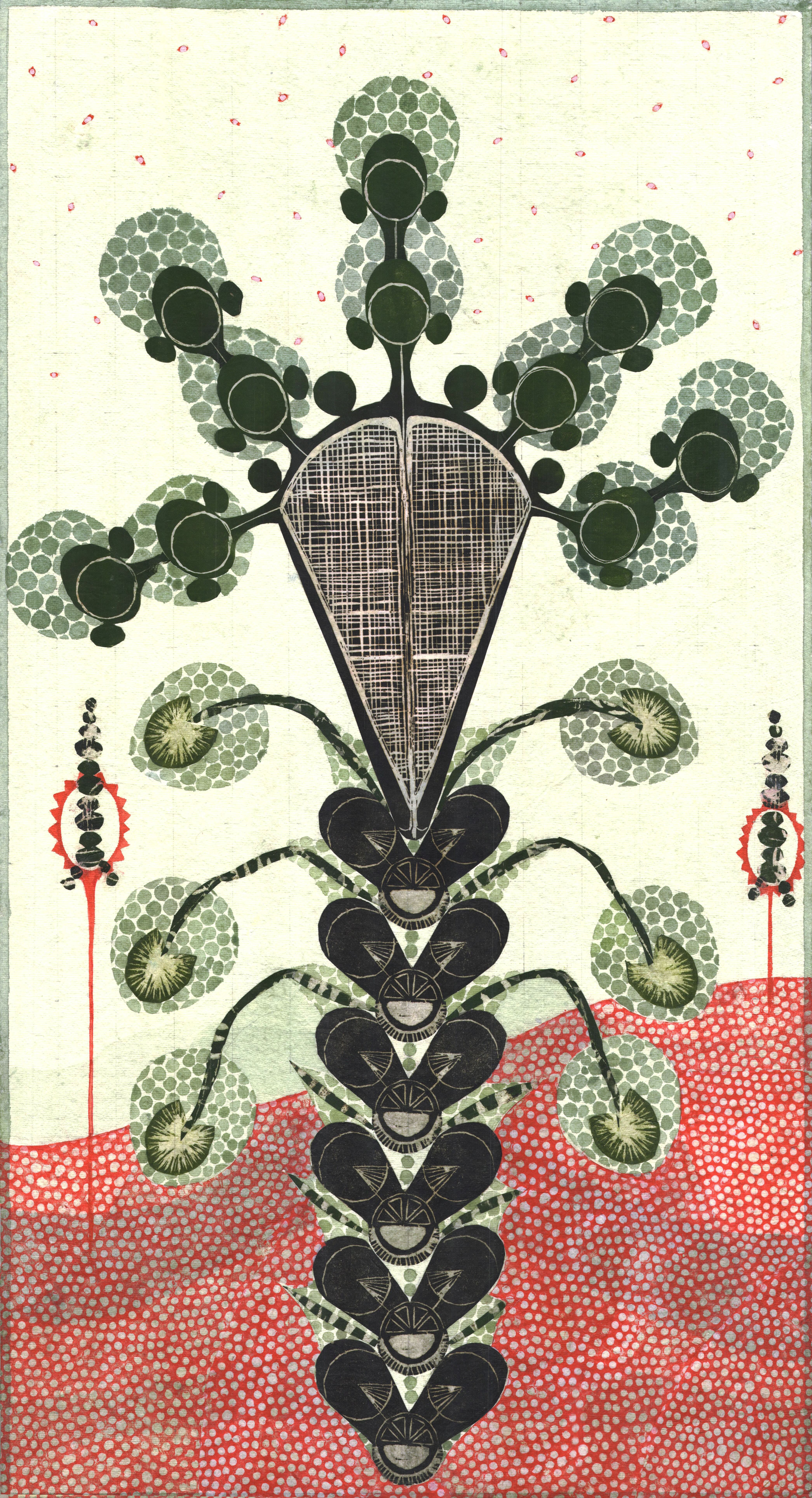 herd of sheep on road painting