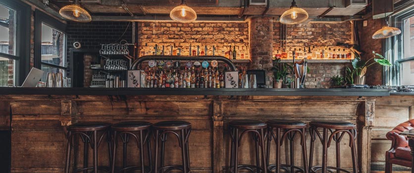 photograph of the bar inside the trof in Manchester