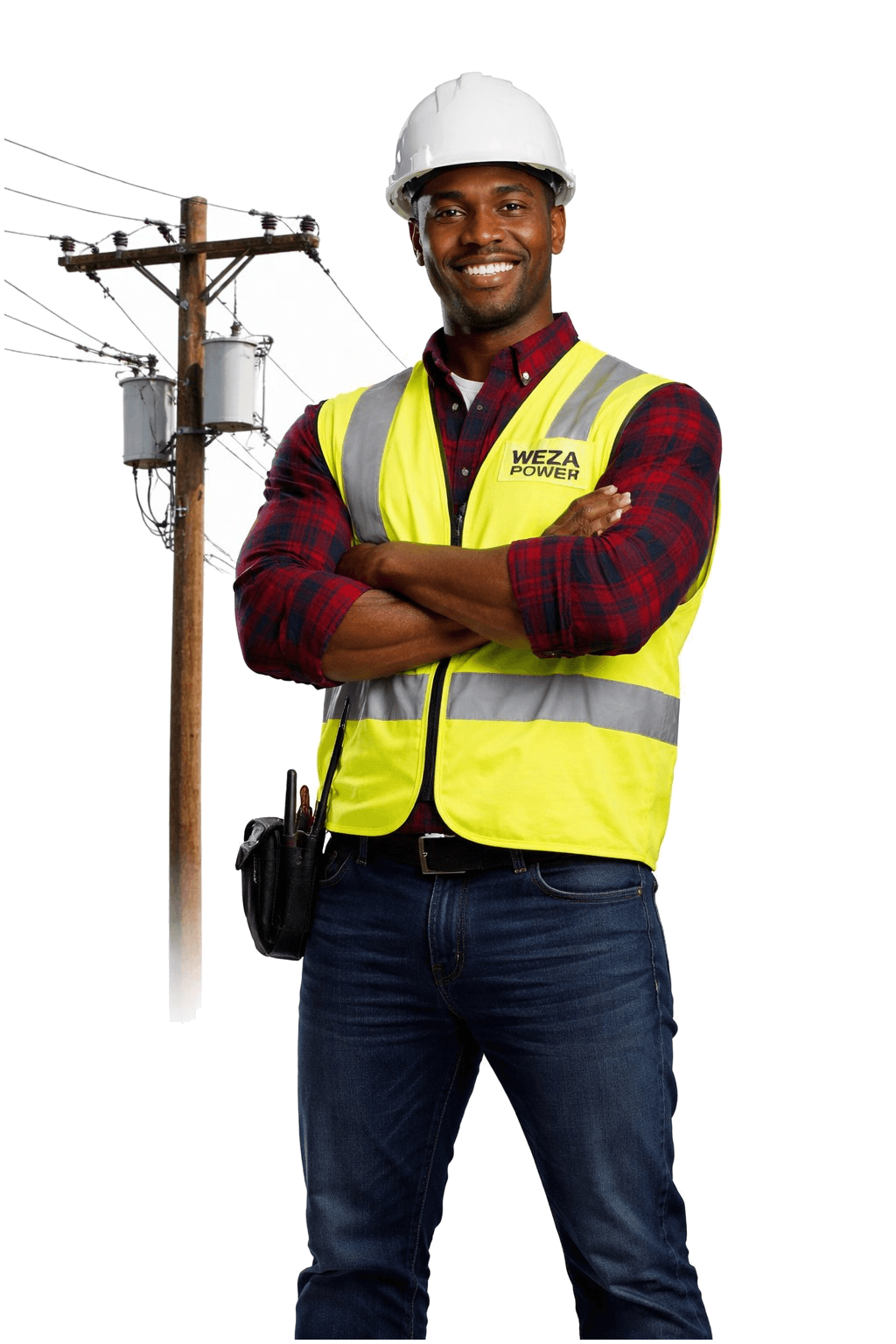 men with solar panel.