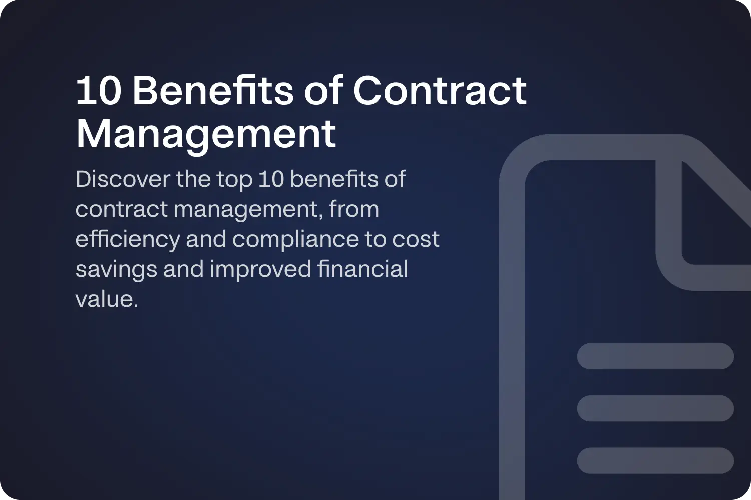 Benefits of Contract Management