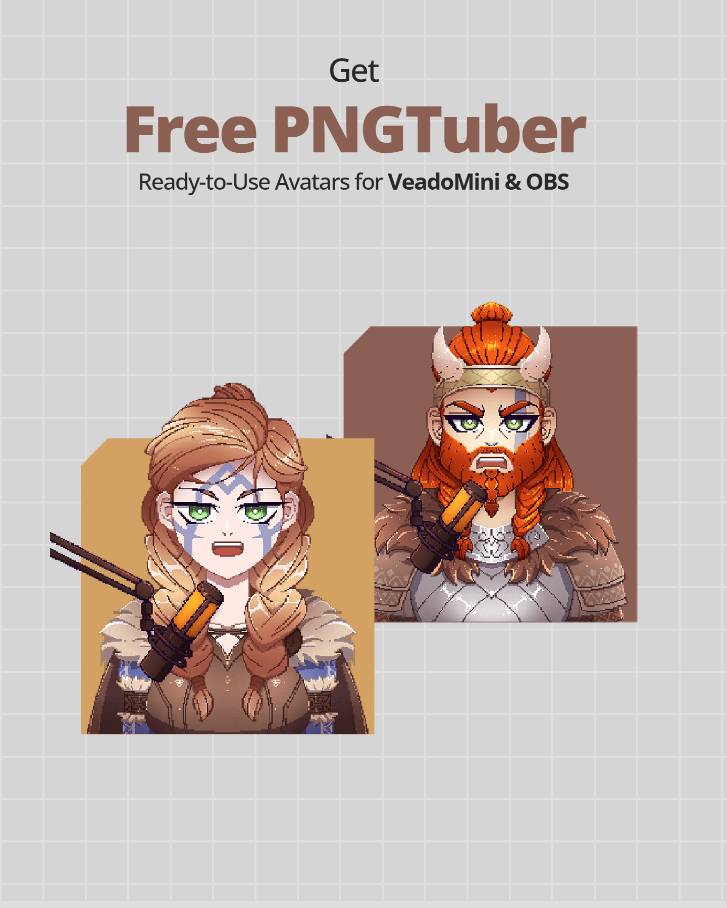 Free PNGtuber avatar with idle and talking expressions for VeadoMini, transparent PNG, ready for Twitch and OBS streaming.