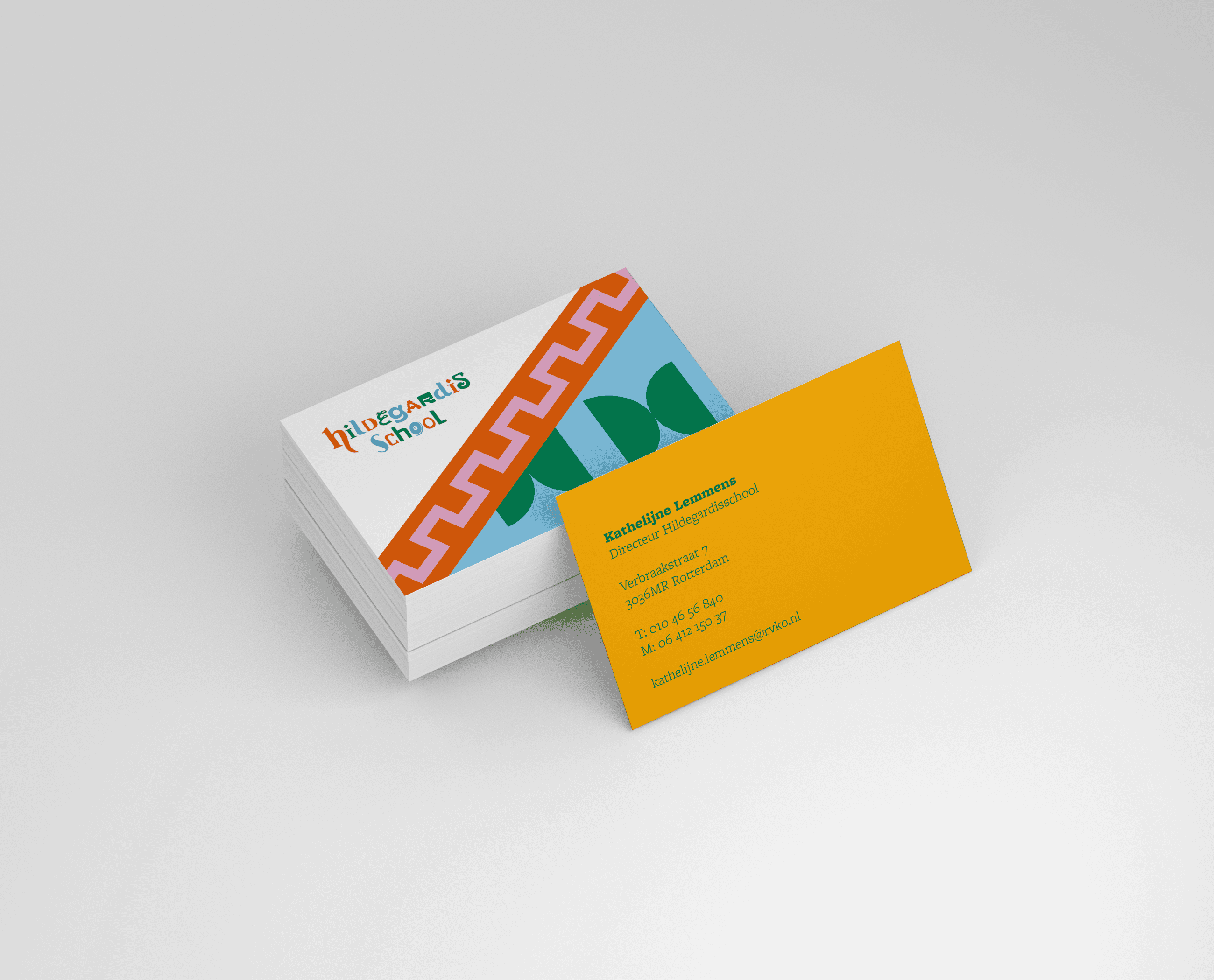 Grafisch ontwerp Hildegardis School visitekaartje
