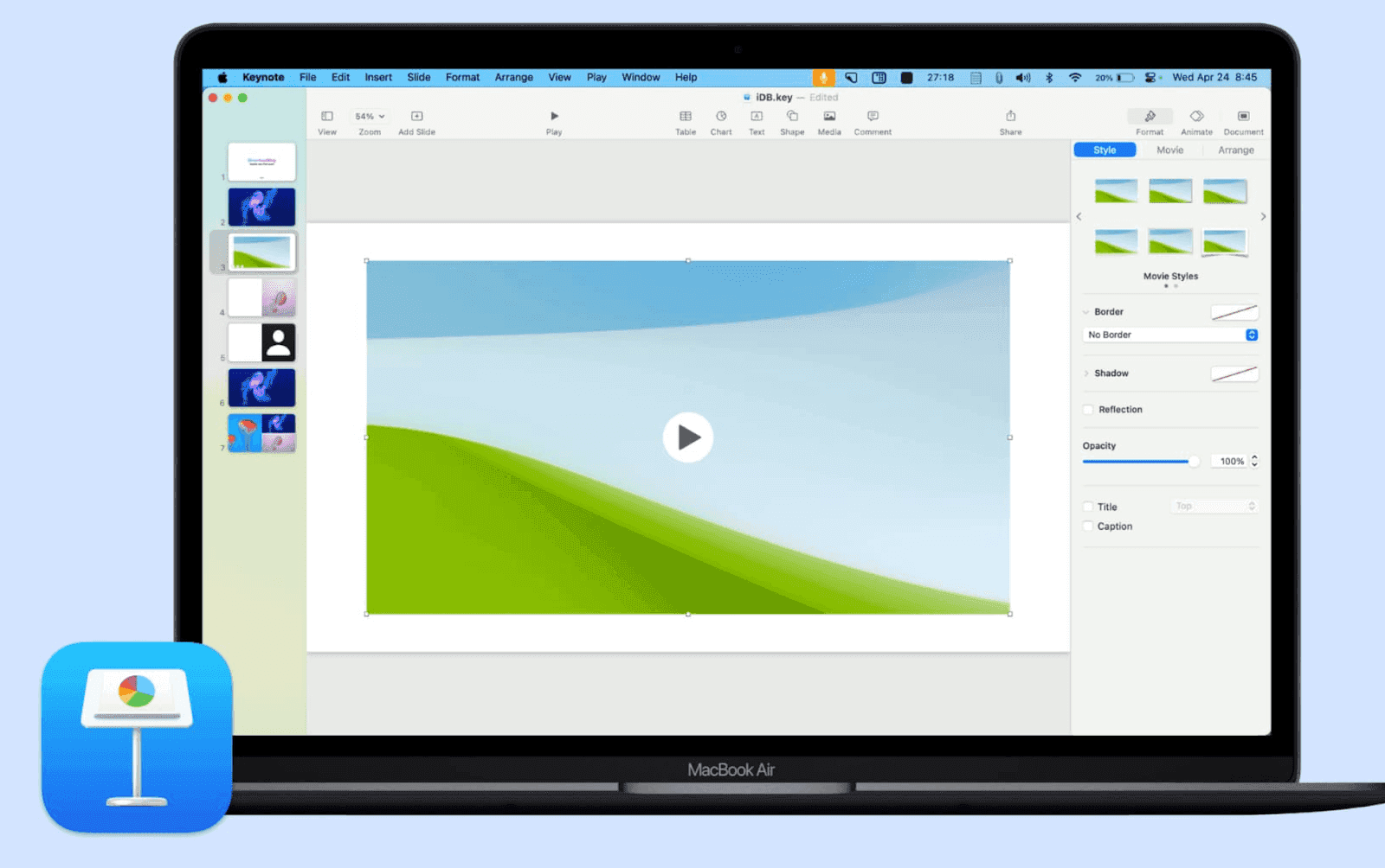 Keynote working space on Mac
