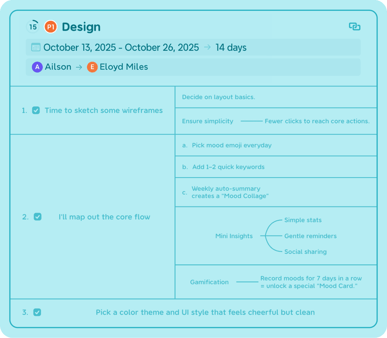Project management in Xmind — assign tasks, adjust progress, and manage team workflows efficiently in one place.