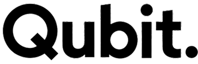 The image displays the logo of "Qubit," featuring the text in bold, black font with a distinct dot at the end, against a transparent background.