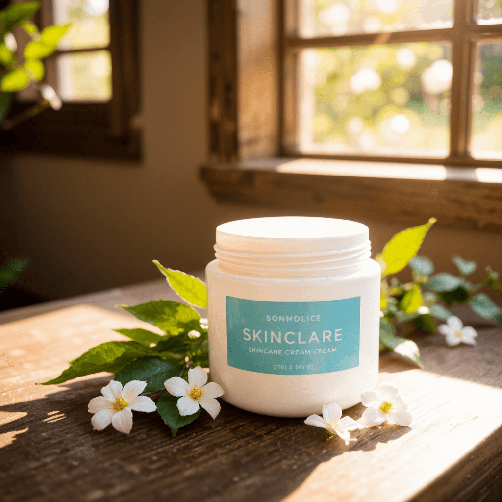 product photography of a jar of skincare cream