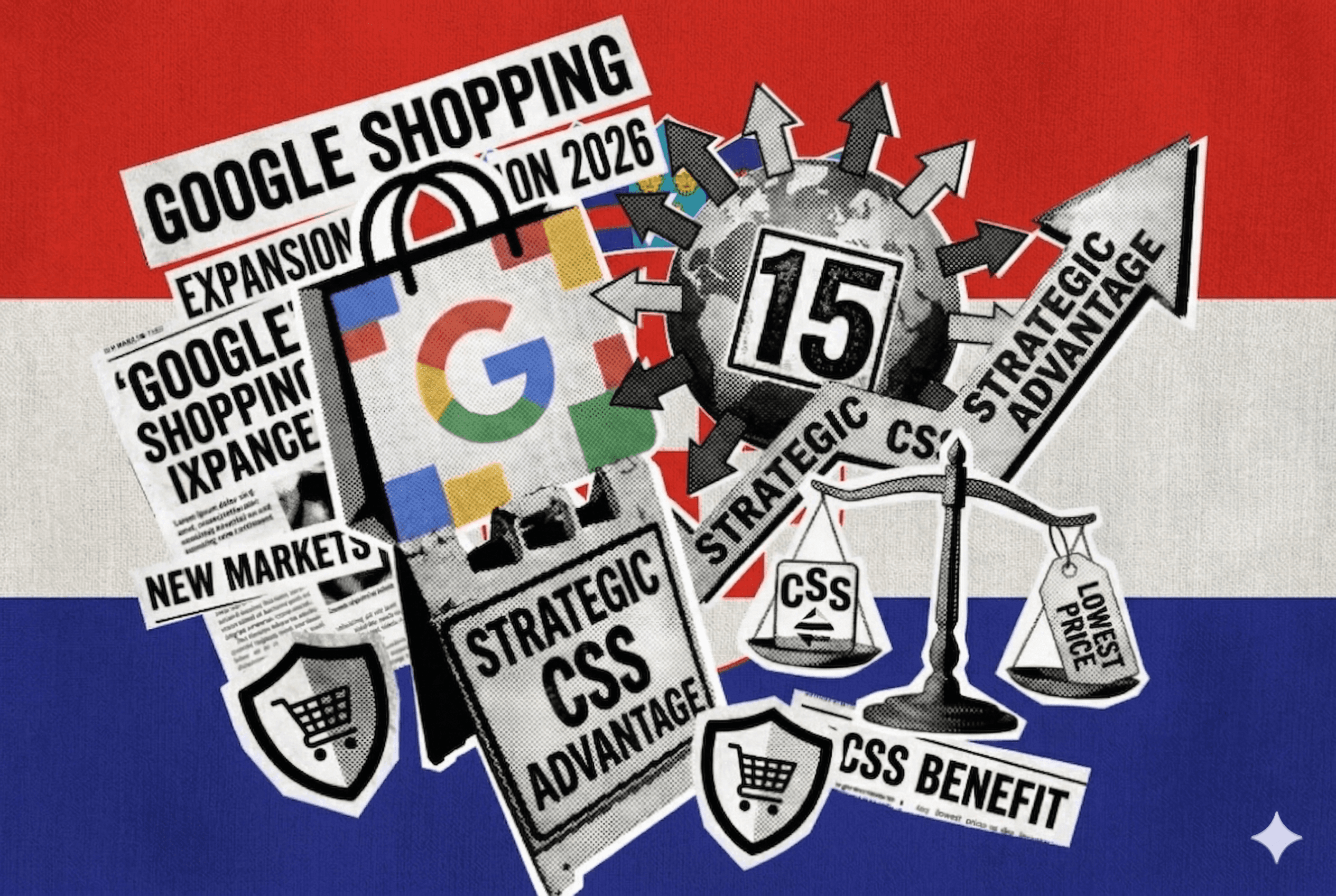 Google Shopping will be launched in Croatia. The picture shows the Croatian Falg and the advantages of Google CSS.