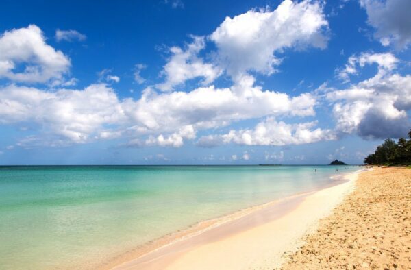 blue skies over kailua beach in oahu hawaii