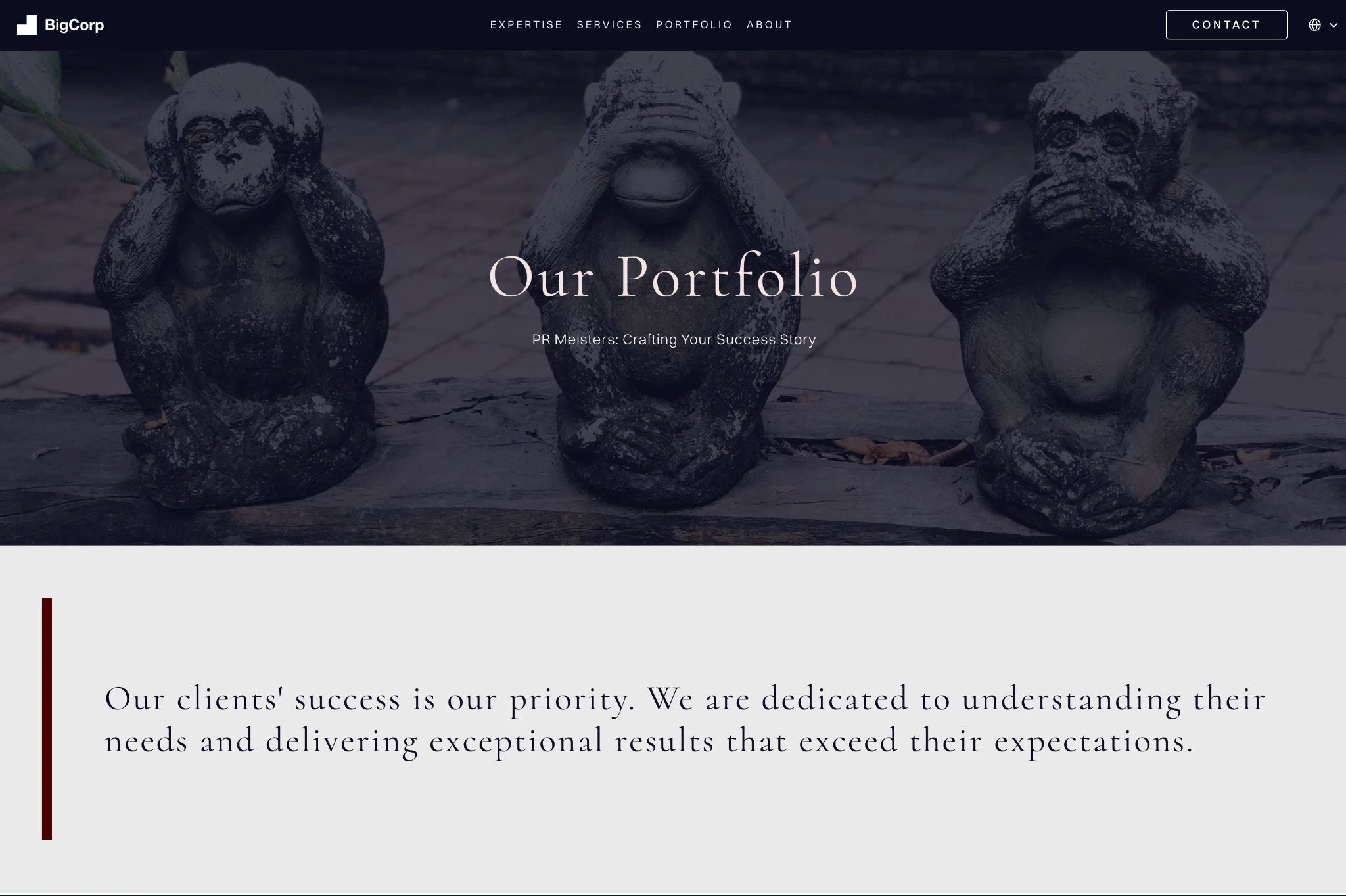 BigCorp corporate Framer template by Dorian Design Studio