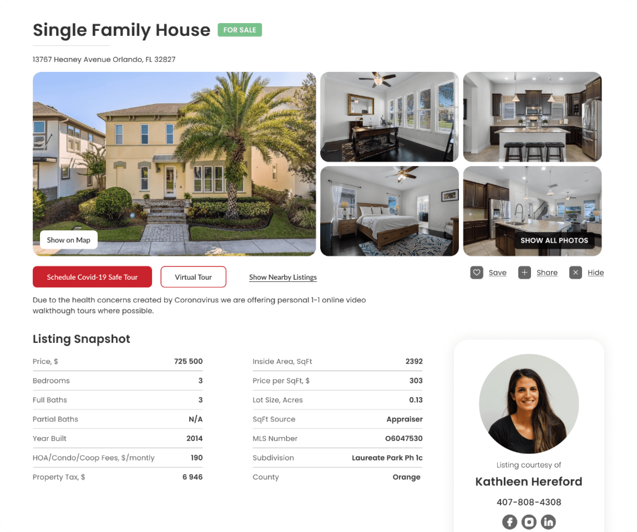 screenshot of property listing page