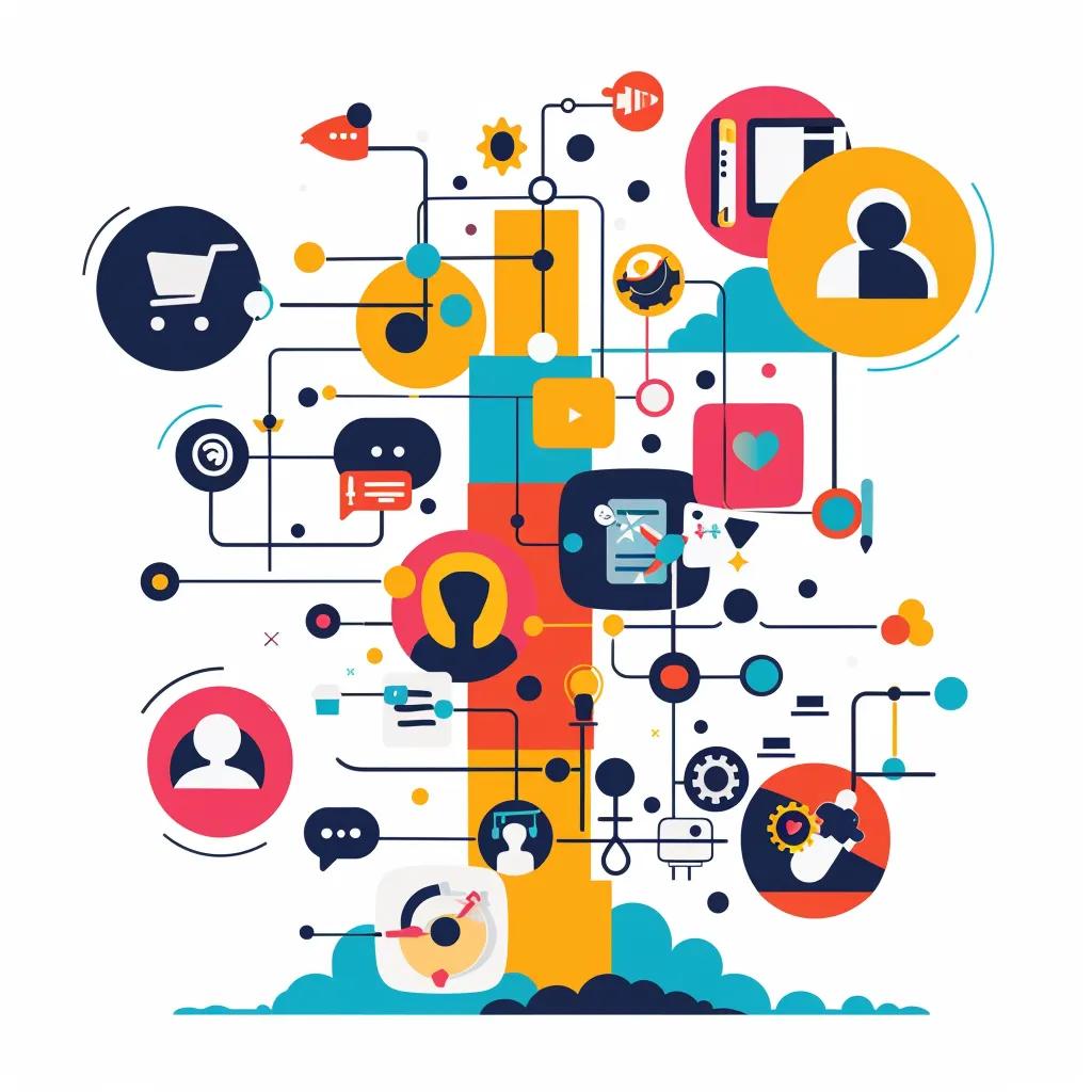 Diagram showing content pillars: educational, inspirational, promotional, and user-generated content