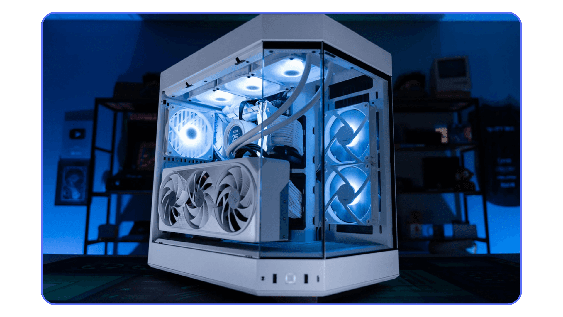 High-performance Blender PC with RTX graphics card, liquid cooling, and optimized airflow